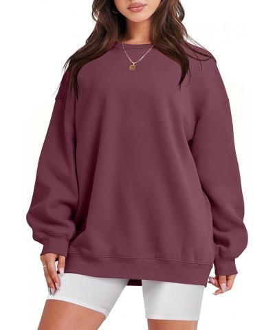 Oversized Sweatshirt for Women Fleece Long Sleeve Crewneck Casual Pullover Top Fall 2023 Trendy Clothes Maroon $20.79 Hoodies...