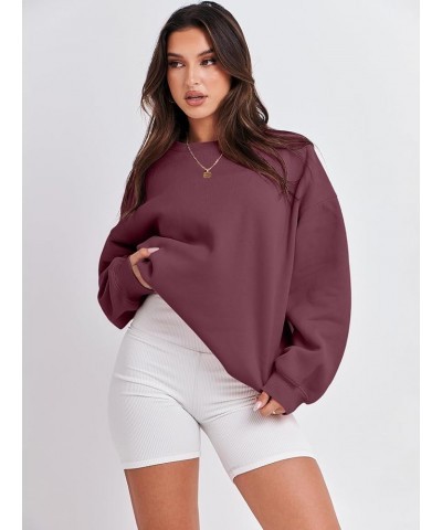 Oversized Sweatshirt for Women Fleece Long Sleeve Crewneck Casual Pullover Top Fall 2023 Trendy Clothes Maroon $20.79 Hoodies...