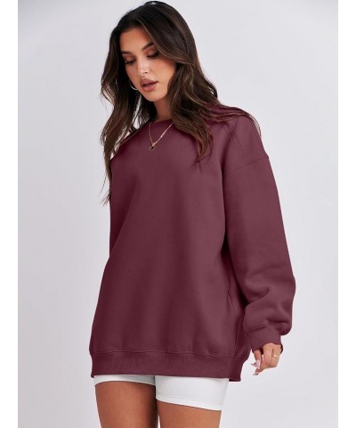 Oversized Sweatshirt for Women Fleece Long Sleeve Crewneck Casual Pullover Top Fall 2023 Trendy Clothes Maroon $20.79 Hoodies...