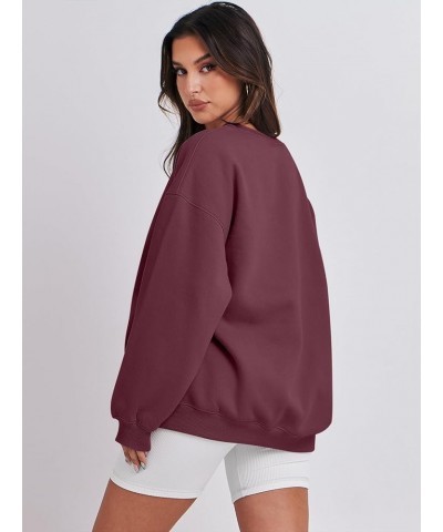 Oversized Sweatshirt for Women Fleece Long Sleeve Crewneck Casual Pullover Top Fall 2023 Trendy Clothes Maroon $20.79 Hoodies...