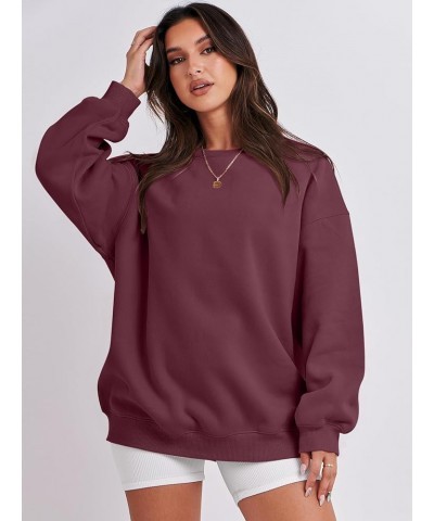 Oversized Sweatshirt for Women Fleece Long Sleeve Crewneck Casual Pullover Top Fall 2023 Trendy Clothes Maroon $20.79 Hoodies...