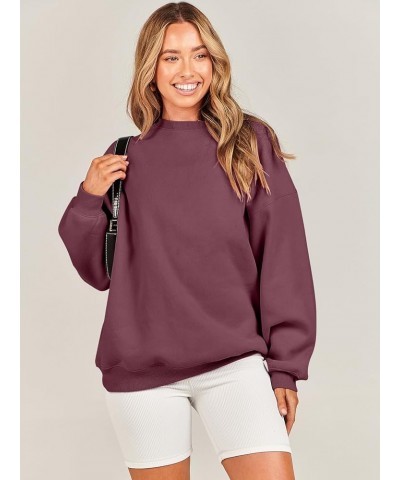 Oversized Sweatshirt for Women Fleece Long Sleeve Crewneck Casual Pullover Top Fall 2023 Trendy Clothes Maroon $20.79 Hoodies...