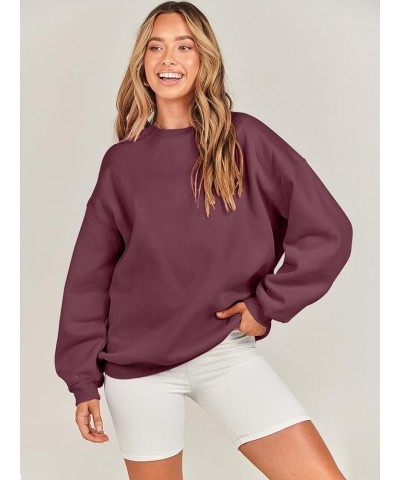 Oversized Sweatshirt for Women Fleece Long Sleeve Crewneck Casual Pullover Top Fall 2023 Trendy Clothes Maroon $20.79 Hoodies...