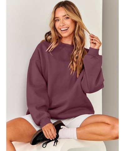 Oversized Sweatshirt for Women Fleece Long Sleeve Crewneck Casual Pullover Top Fall 2023 Trendy Clothes Maroon $20.79 Hoodies...