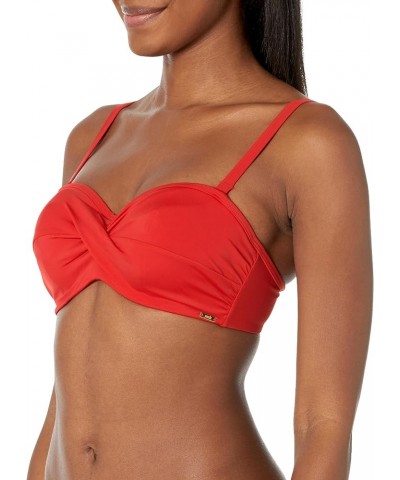 Anya Riva Twist Bandeau Underwire Bikini (SW1303)- Black Fiery Red $19.02 Swimsuits