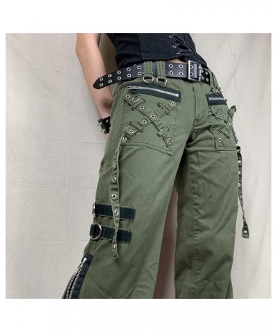 Indie Aesthetics Jeans for Women Gothic Punk Wide Leg Long Length Denim Pants Y2k Loose Casual Jeans Streetwear Green-d $24.4...