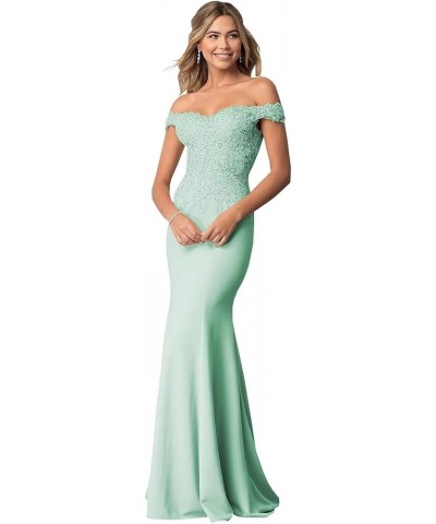 Lace Off Shoulder Mermaid Bridesmaid Dresses for Women 2022 Long Satin V Neck Beaded Formal Evening Prom Gowns with Train 616...