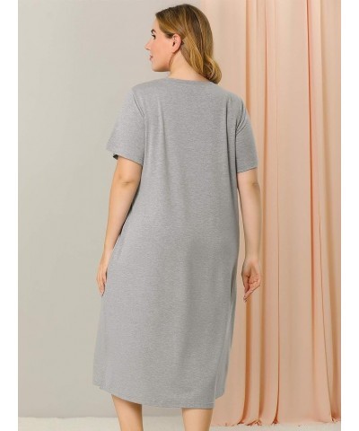 Women's Plus Size Nightgowns Pajama Pockets Soft Nightshirt Cat Holiday Family Sleepdress Nightgown Gray $16.66 Sleep & Lounge