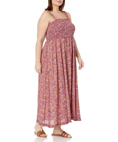 Women's Jaya Smocked-Bodice Chiffon Maxi Dress Dress Pink Multi Floral $16.36 Dresses