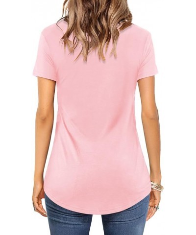 Womens Tops Casual V Neck Short/Long Sleeve Criss Cross T-Shirt Summer Blouse A: Pink Z $10.00 T-Shirts