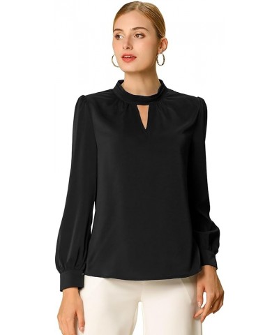 Women's Work Office Tops Business Professional Shirt Elegant Stand Collar Fall 2023 Long Sleeve Blouses Black $11.63 Blouses