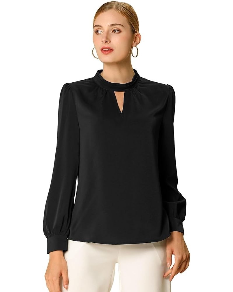 Women's Work Office Tops Business Professional Shirt Elegant Stand Collar Fall 2023 Long Sleeve Blouses Black $11.63 Blouses