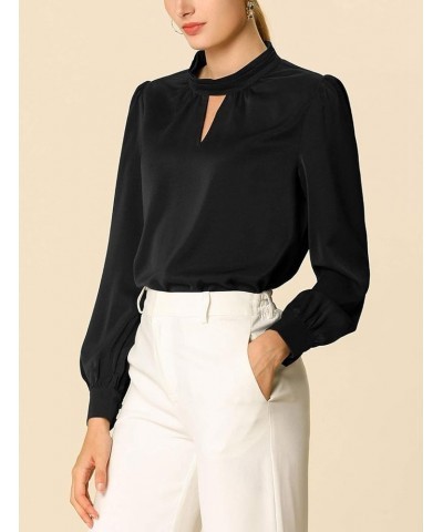 Women's Work Office Tops Business Professional Shirt Elegant Stand Collar Fall 2023 Long Sleeve Blouses Black $11.63 Blouses