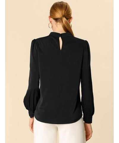 Women's Work Office Tops Business Professional Shirt Elegant Stand Collar Fall 2023 Long Sleeve Blouses Black $11.63 Blouses