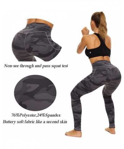 Womens Leggings with Pockets Tummy Control, High Waisted Yoga Pants Gym Workout Legging for Women Camouflage Dark Grey $10.17...