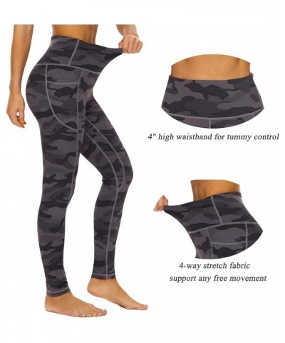 Womens Leggings with Pockets Tummy Control, High Waisted Yoga Pants Gym Workout Legging for Women Camouflage Dark Grey $10.17...