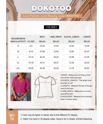 Womens Summer Tops 2024 Trendy V Neck Hollow Out Cropped Button Down Shirts Puff Sleeves Blouses Beige $15.59 Sweaters