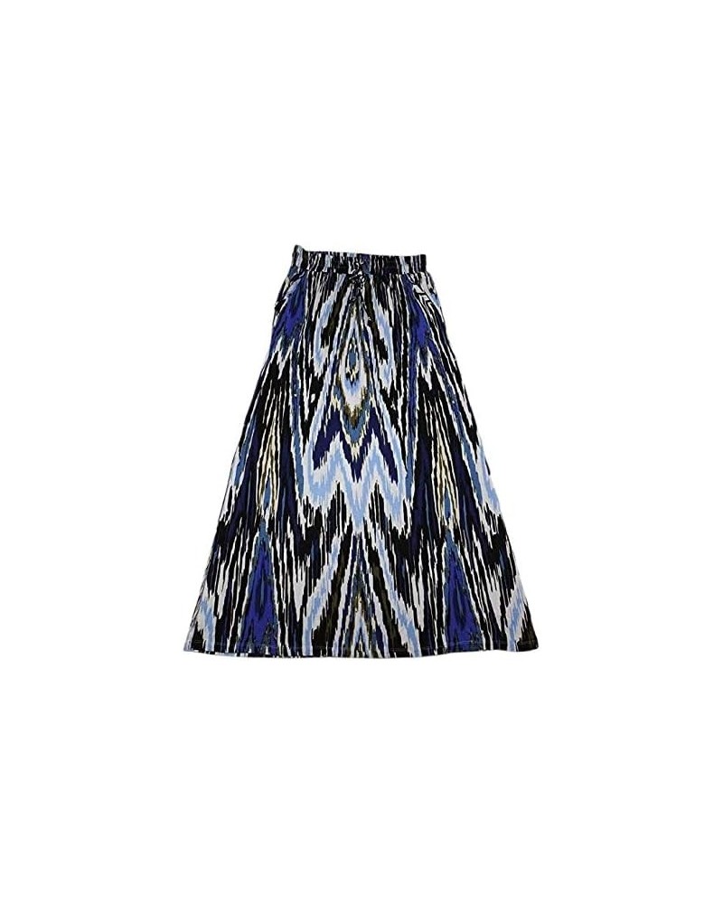 Women's Long Flowy with Pockets Maxi Skirt, Ikat Onyx Combo (Large) $12.71 Skirts