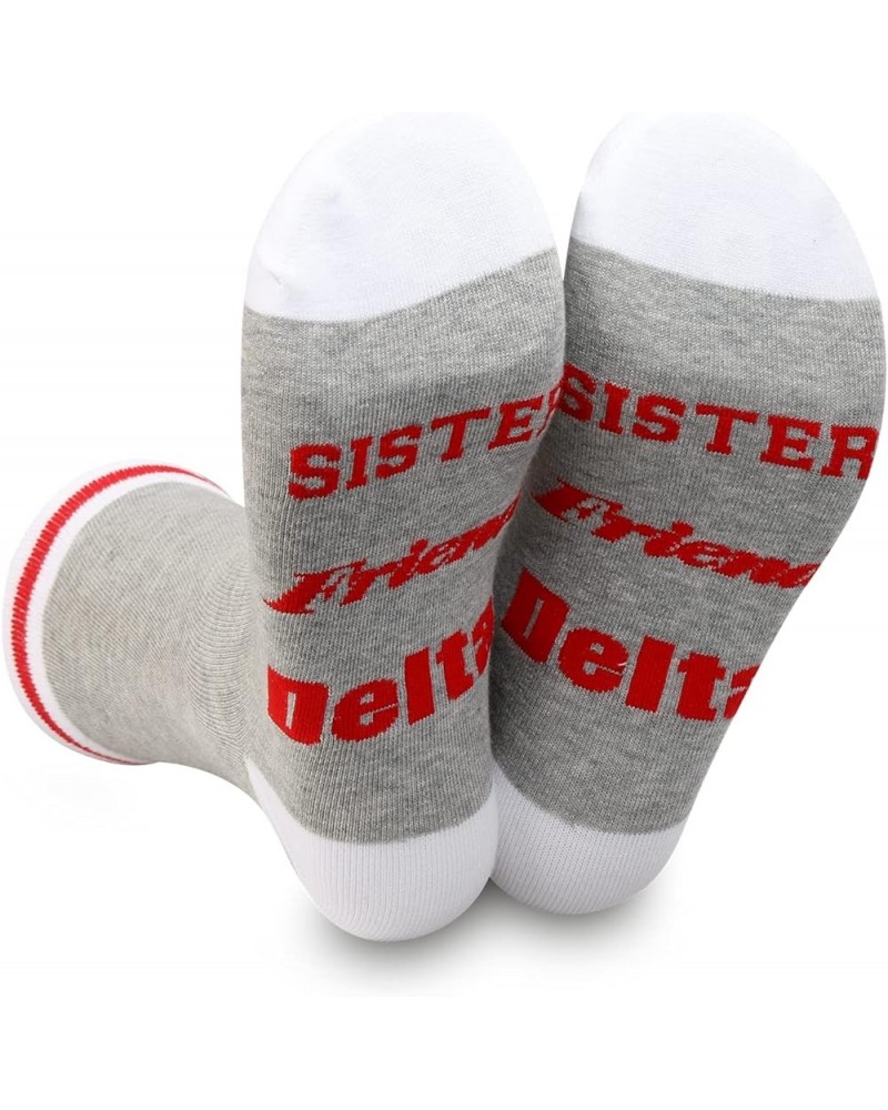 2 Pairs Sorority Socks Sorority Gift Sister Friend Novelty Socks For Friend Sister Sister Friend Delta $10.74 Activewear