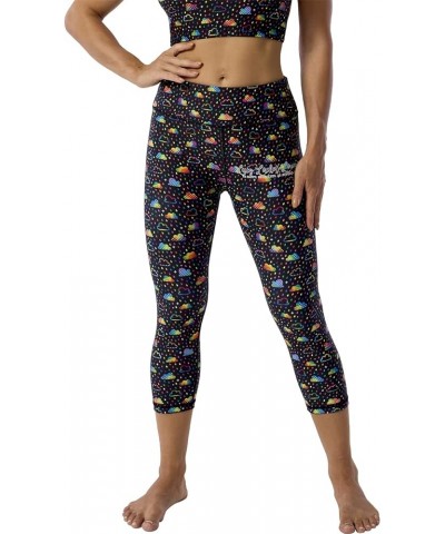 Pattern Printed Capri Leggings with Pockets for Women Tummy Control Workout Yoga Capris Colourful Rain $10.71 Leggings