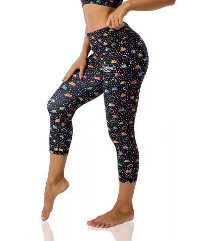 Pattern Printed Capri Leggings with Pockets for Women Tummy Control Workout Yoga Capris Colourful Rain $10.71 Leggings