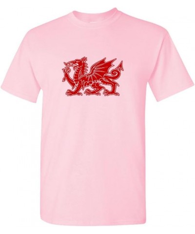 Welsh Dragon - Mens Cotton T-Shirt Pink $8.81 Tops