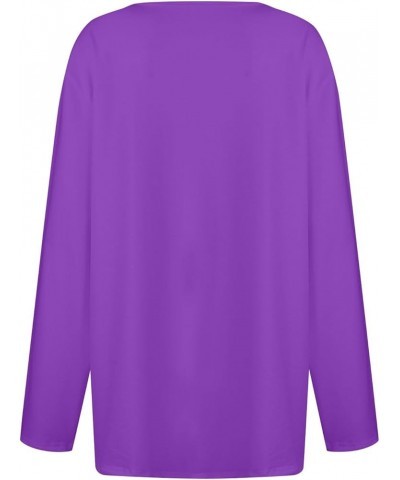 Womens Long Sleeve Tops Sexy Button V Neck Shirts Fashion Loose Dressy Blouses Business Casual Shirts Y2K Tops A-purple $6.75...