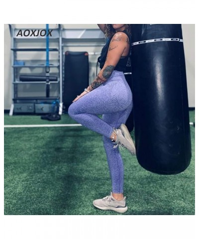 Women's High Waist Workout Gym Vital Seamless Leggings Yoga Pants Indigo Marl $12.50 Activewear