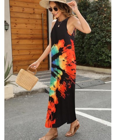 Women's Summer Casual Sleeveless Beach Dress Long Halter Side Slit Maxi Sun Dresses 2-black Rainbow $17.27 Dresses