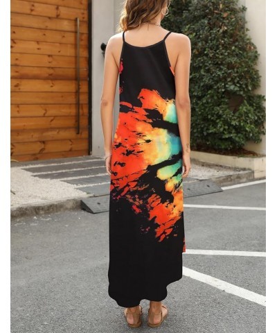 Women's Summer Casual Sleeveless Beach Dress Long Halter Side Slit Maxi Sun Dresses 2-black Rainbow $17.27 Dresses