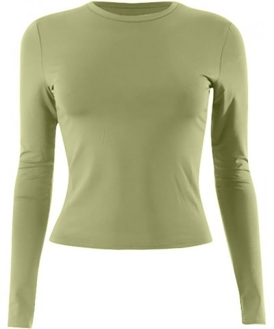 Long Sleeve Shirts for Women Basic Solid Slim Crop Tops New Years Eve Outfit Ladies Cozy Blouses Going Out Tee Y2K Tops 17-gr...