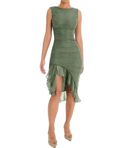 Women Sexy See Through Sheer Mesh Maxi Dress Y2k Bodycon Bikini Cover Up Beach Long Dress Hem Split Summer Swimwear Green-j $...