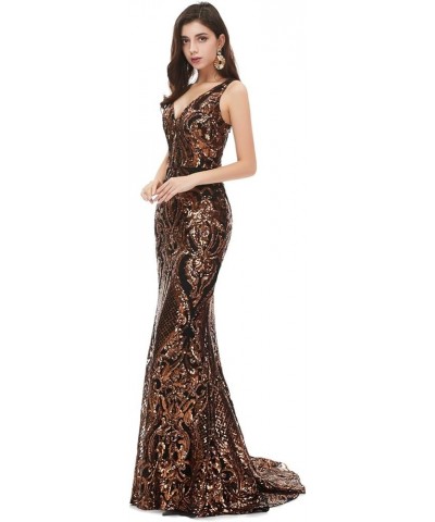 Women's Sequin V Neck Mermaid Prom Dress Sleeveless Pageant Trumpet Evening Dress Celebrity Gowns Black+green $53.96 Dresses