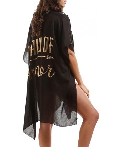 Womens Bride Tribe Cover Up Bachelorette Swimsuit Beach Shawl Wrap Maid of Honor - Black $32.55 Swimsuits