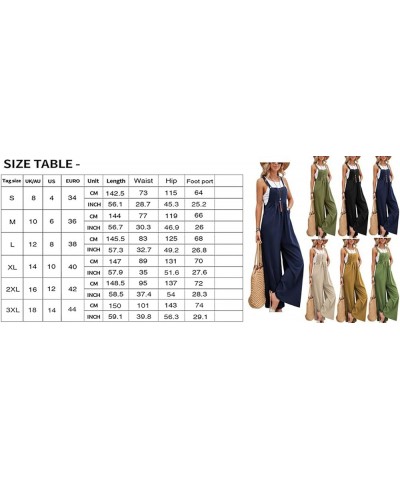 Women's Cotton Bib Overalls Sleeveless Casual Baggy Wide Leg Long Pants Jumpsuits Lounge Rompers with Pockets Blue $14.57 Ove...