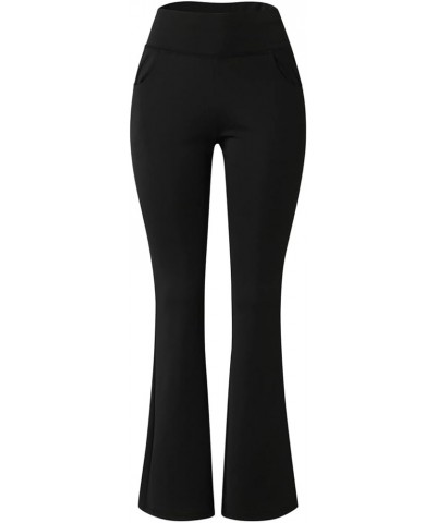 Black Flare Leggings Women Flare Yoga Pants Ribbed Bootcut Leggings High Waisted Bottom Workout Pants with Pockets 01-black $...