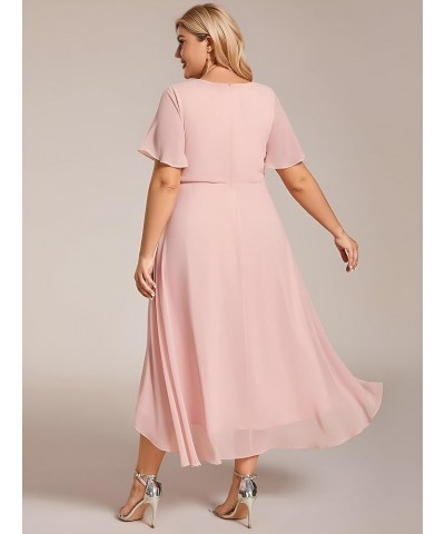 Women's A Line Curvy Pleated Chiffon Plus Size Semi Formal Dress A-pink $30.60 Dresses