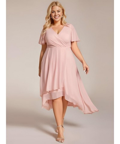 Women's A Line Curvy Pleated Chiffon Plus Size Semi Formal Dress A-pink $30.60 Dresses