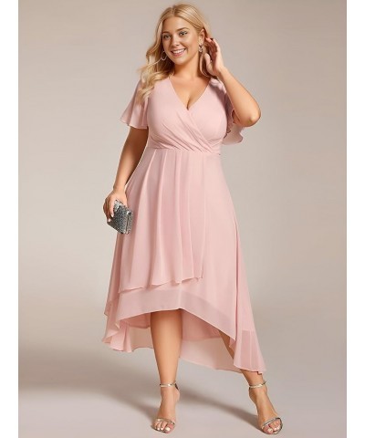 Women's A Line Curvy Pleated Chiffon Plus Size Semi Formal Dress A-pink $30.60 Dresses