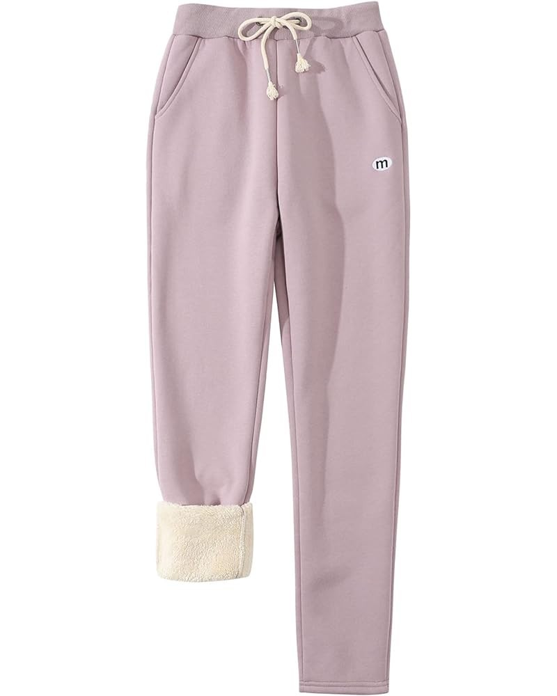 Women's Sherpa Lined Sweatpants Winter Casual Jogger Sweat Pants Purple $10.25 Activewear