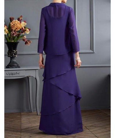 Mother of The Bride Dresses Long Evening Formal Dress Long Sleeve Chiffon Jacket Tiered Black $36.96 Dresses