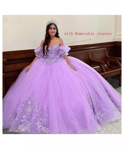 Sparkly Tulle Quinceanera Dresses Ball Gown Puffy Sleeves Lace Sweet 16 Dresses Beaded Floral Prom Dress Y101 Mint $57.38 Dre...