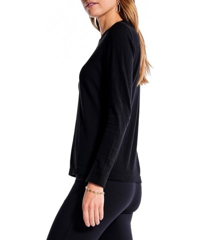 Women's Crew Neck Ls Sweater Tee Black Onyx $20.25 Sweaters