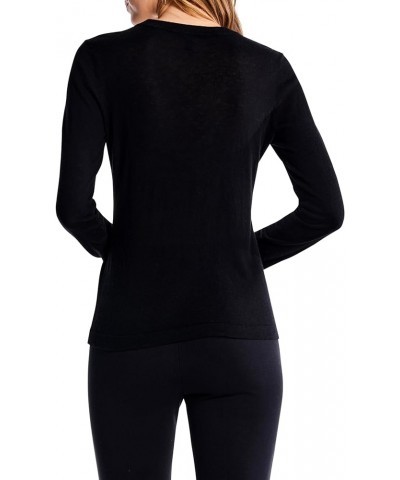 Women's Crew Neck Ls Sweater Tee Black Onyx $20.25 Sweaters