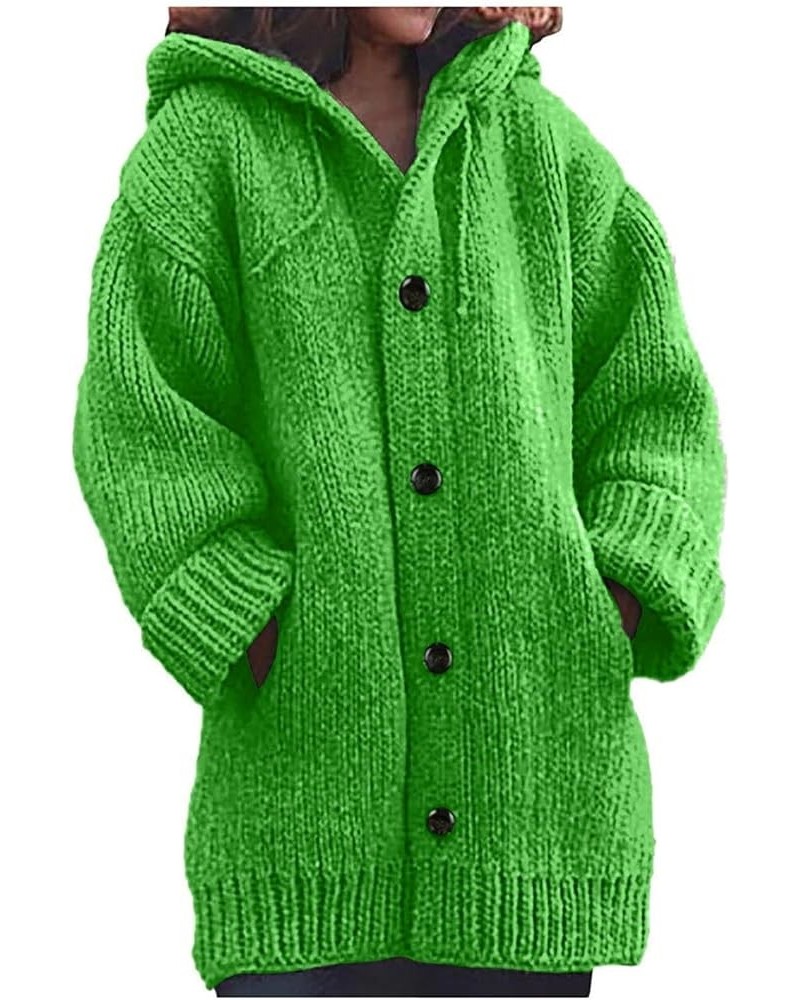 Womens Sweaters Open Front Cardigan Button Down Long Sleeve Shirt Cable Knit Chunky Tops Warm Winter Coats Outwear B-green $1...