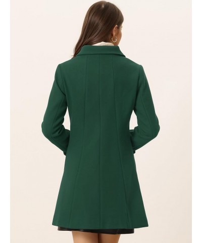 Women's Peter Pan Collar Overcoat Single Breasted Pockets Winter Long Coat Solid Dark Green $30.10 Coats