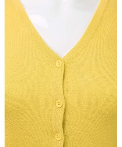 Women's Button Down 3/4 Sleeve V-Neck Stretch Knit Cardigan Sweater (S-3X) Fsw015_babyyellow $19.17 Sweaters