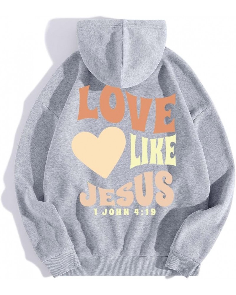 Love Like Jesus Hoodies for Women Long Sleeved Letter Print Jesus Faith Shirts Trendy Oversized Bible Quote Sweatshirts Women...