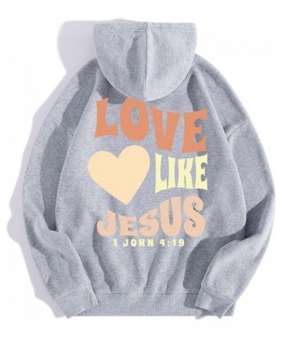 Love Like Jesus Hoodies for Women Long Sleeved Letter Print Jesus Faith Shirts Trendy Oversized Bible Quote Sweatshirts Women...