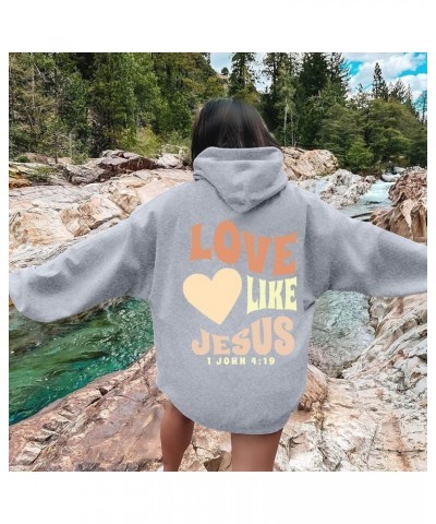 Love Like Jesus Hoodies for Women Long Sleeved Letter Print Jesus Faith Shirts Trendy Oversized Bible Quote Sweatshirts Women...